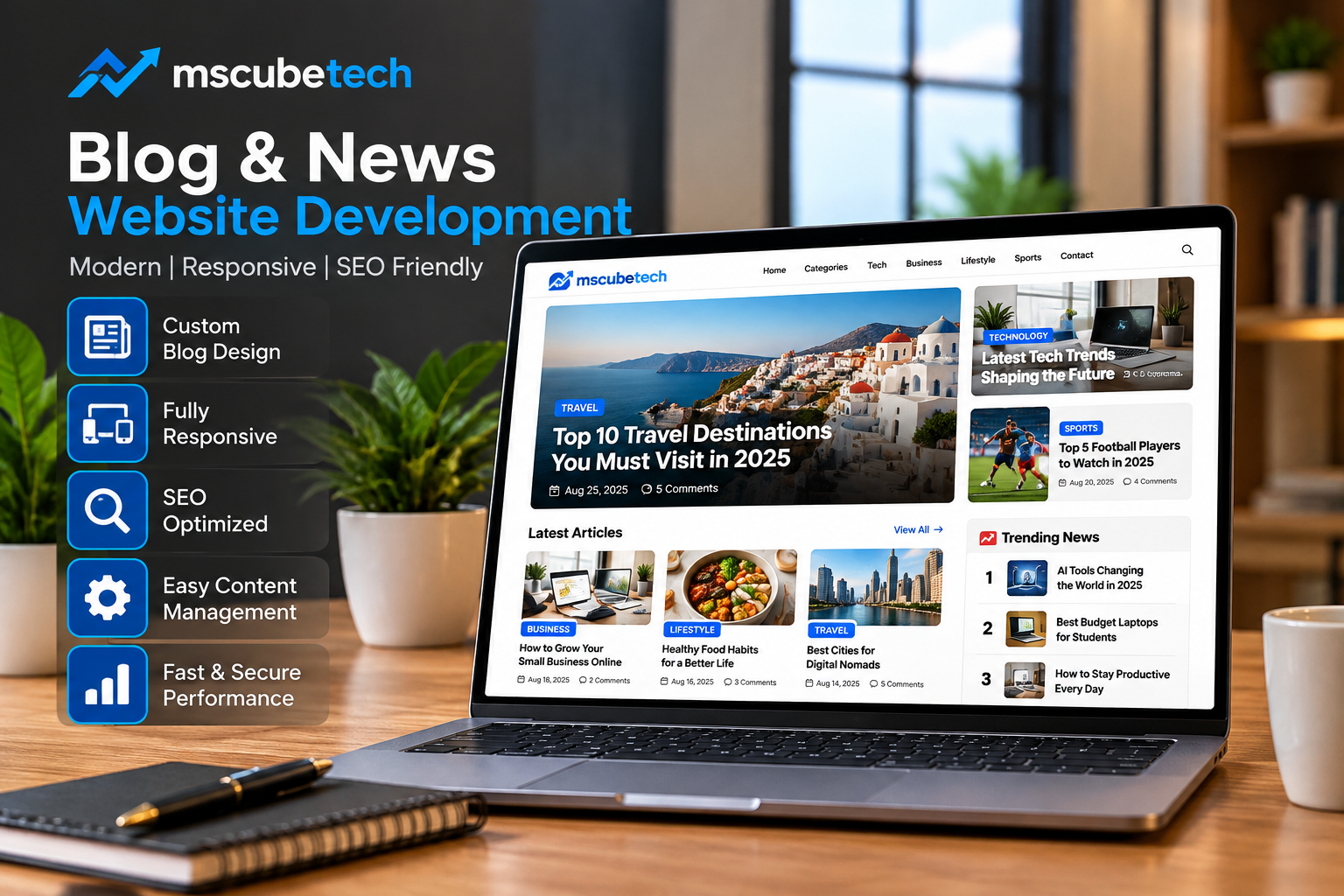Editorial blog and news website design